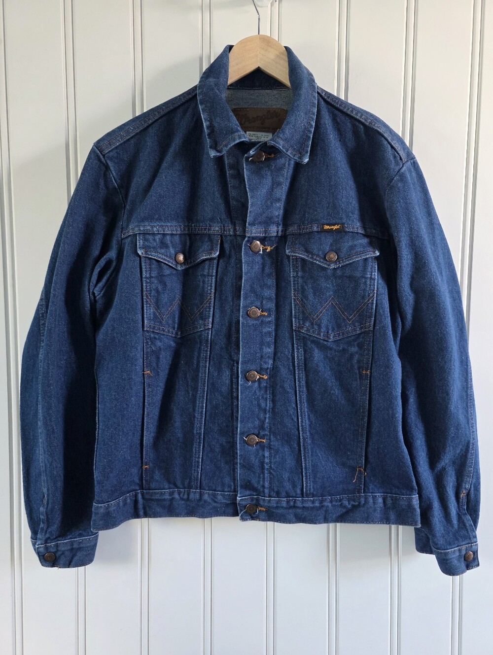 Wrangler Unlined Western Rodeo Blue Jean Jacket Prewashed Denim Mens Medium